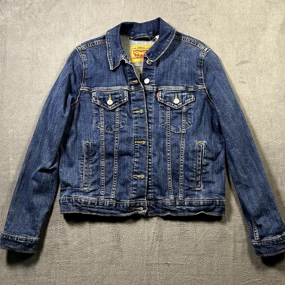 Levi's Jacket Women's Blue Denim Trucker Button Front Classic Size L‎